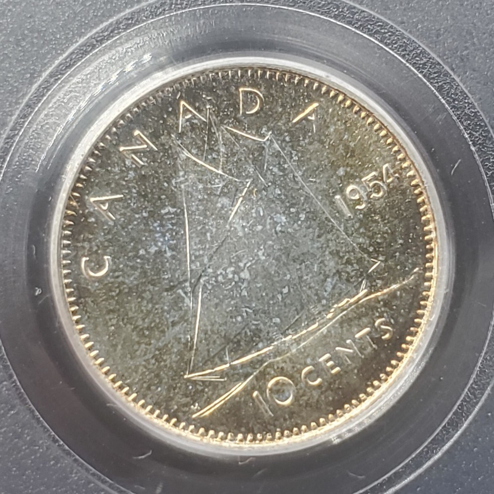 1954 Canada 10 Cent Dime PCGS PL67