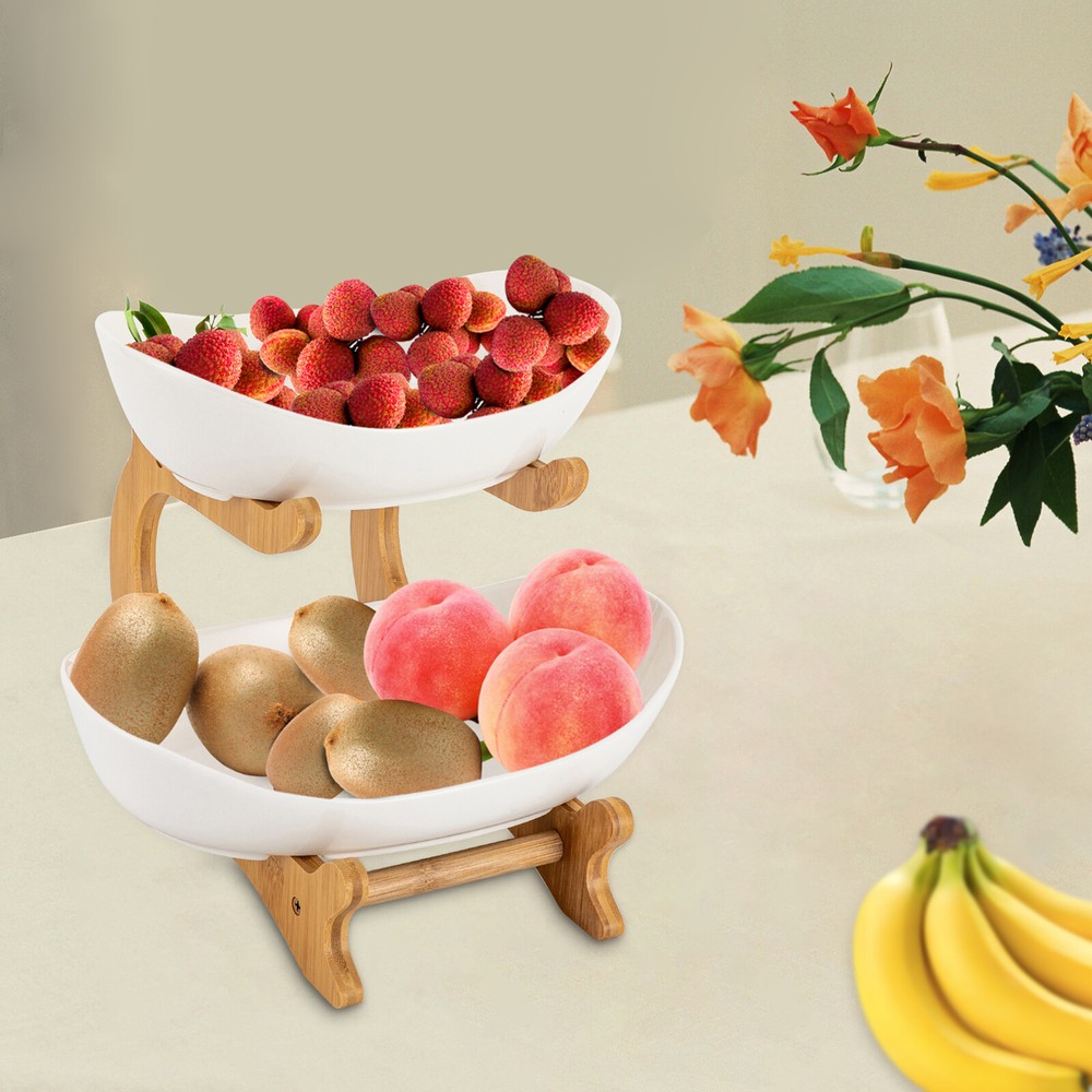2 Tier Fruit Basket, Fruit Bowl for Kitchen Counter, Fruit Basket for Kitchen