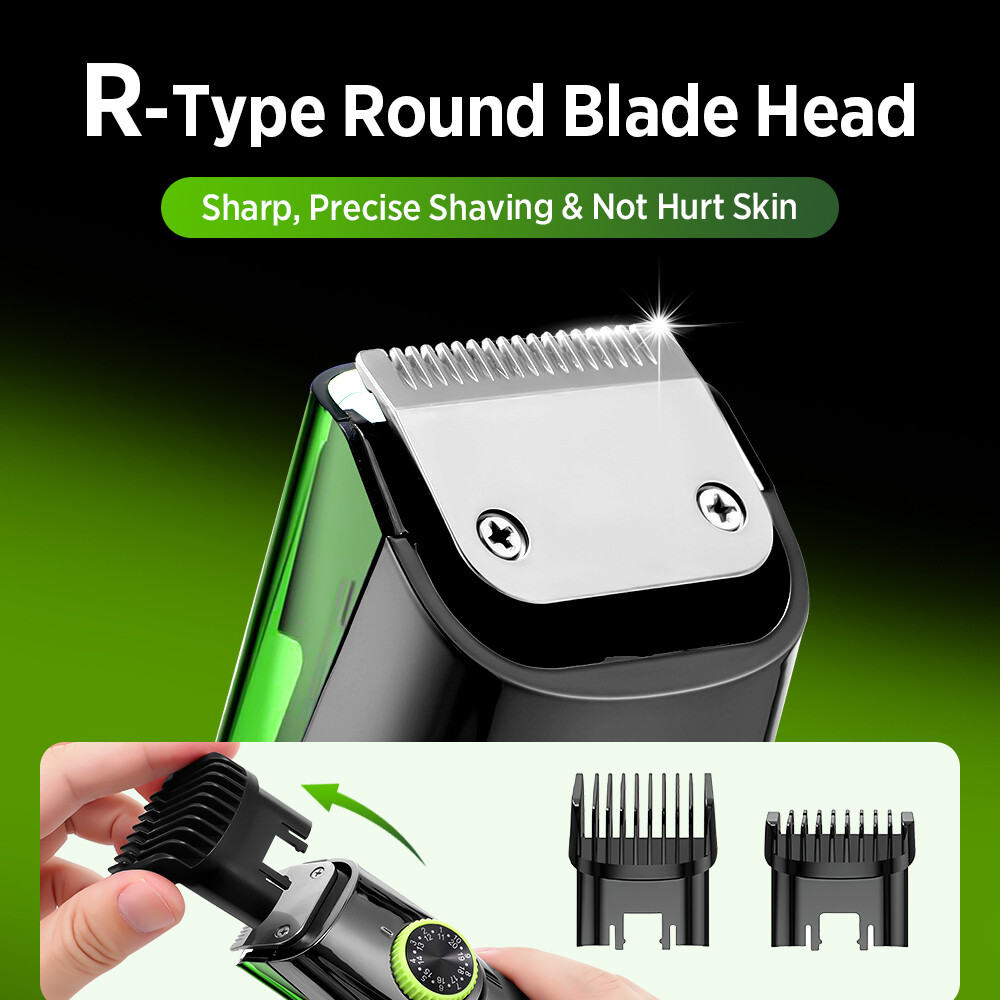 Rechargeable Vacuum Beard Trimmer for Men, Adjustable Length, Waterproof Shavers