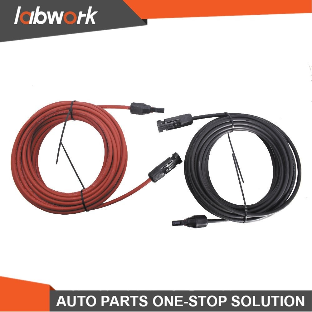 Labwork 1 Pair 20ft 12AWG Black+Red Solar Panel Extension Cable Wire Connector