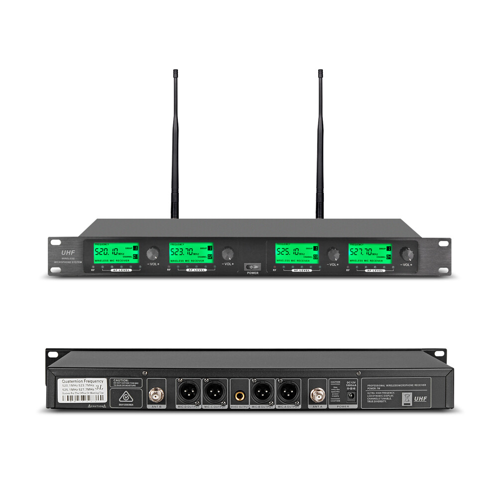 Pro Audio UHF Wireless Microphone System 4 Channel 4 Handheld Metal Dynamic Mic