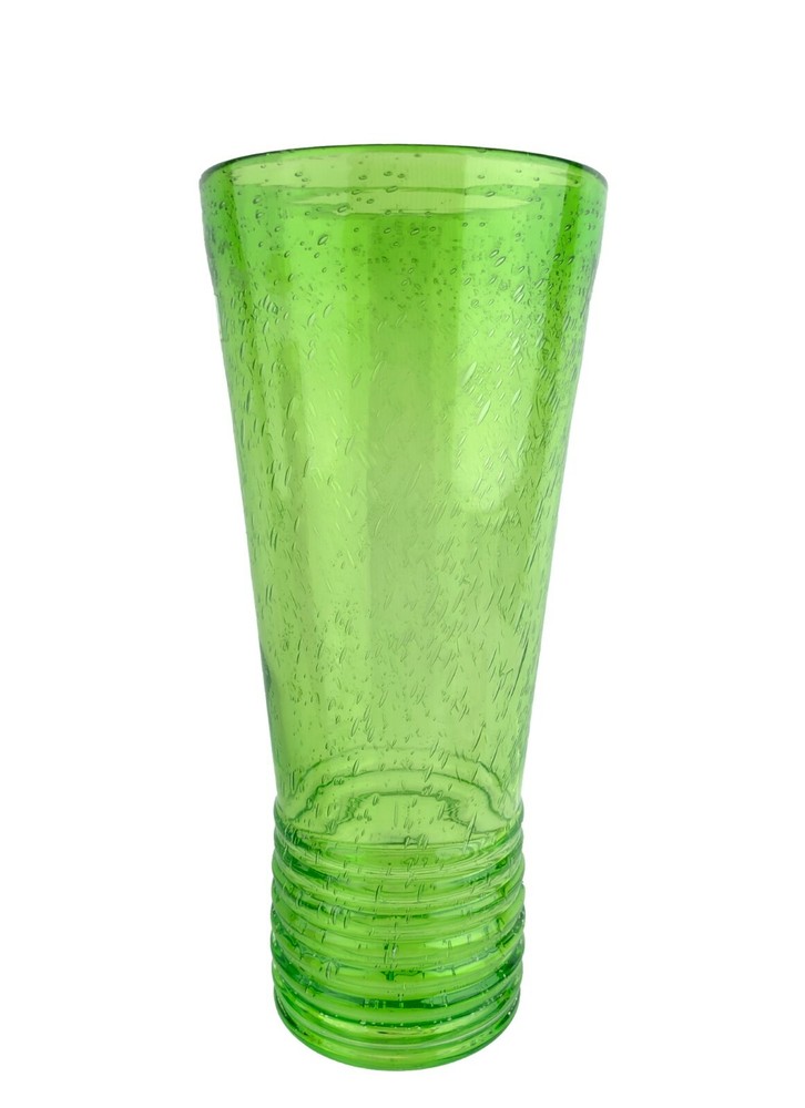 Amici Green Bubble Art Glass Ringware Base 11.5" Vase