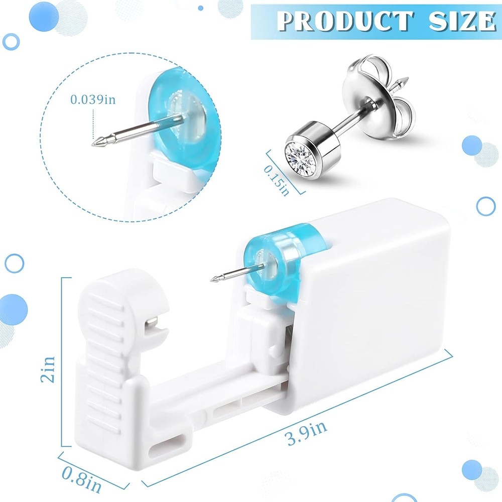 Chumia 24 Pieces Self Ear Piercing Tool Disposable Kit Silver Earring