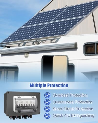 "32A Solar Panel Disconnect Switch & Waterproof Combiner Box, 4 String 4 Out, MC