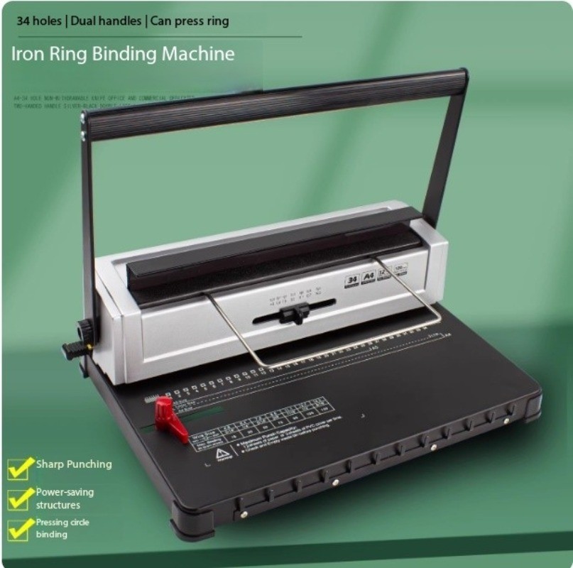 W15M Square Hole 34-Hole Iron Ring Binding Machine Compact Office Hole Punch
