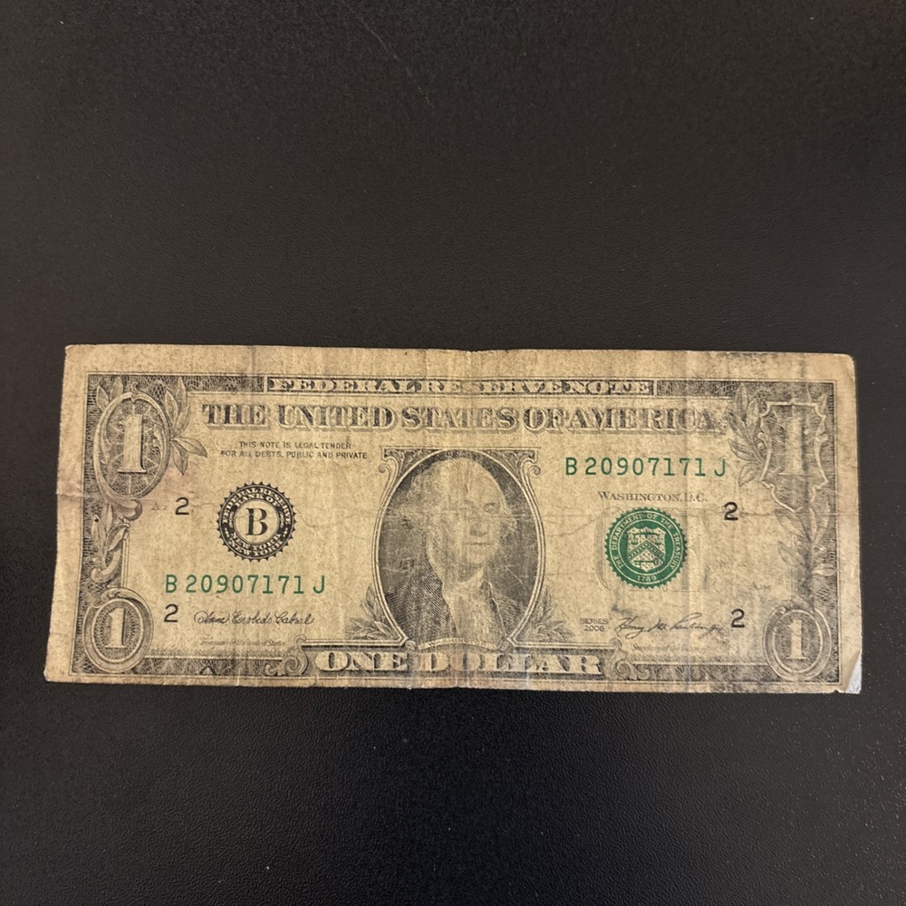 2006 One Dollar Bill Miscut and Misaligned Error