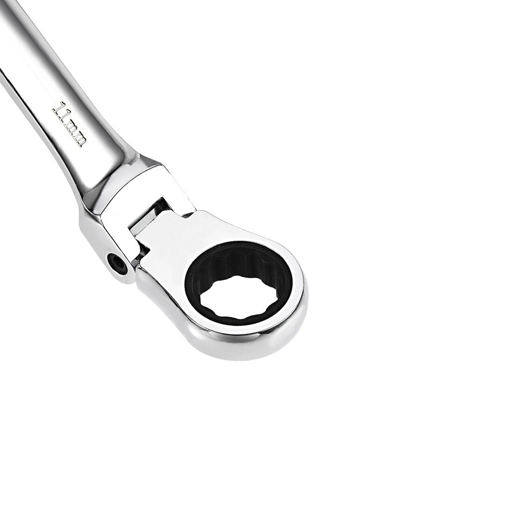 11mm Flex-Head Ratcheting Combination Wrench 72 Teeth 12 Point Box End