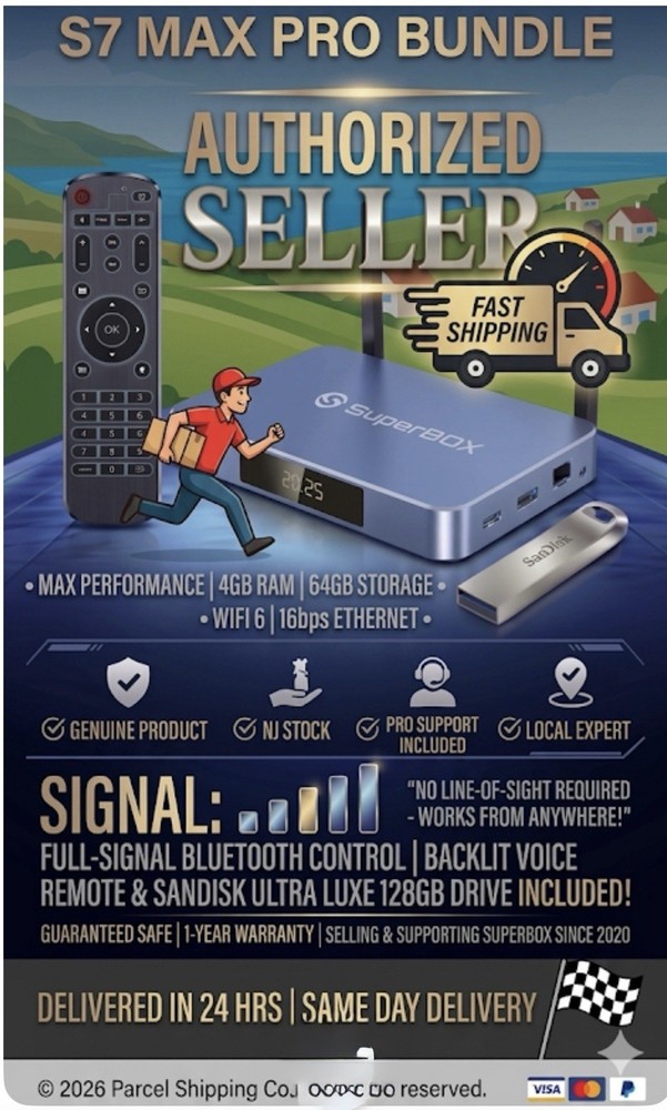 SuperBox S7 Max Pro 2026 Bundle + 128GB SanDisk Drive & Backlit Remote