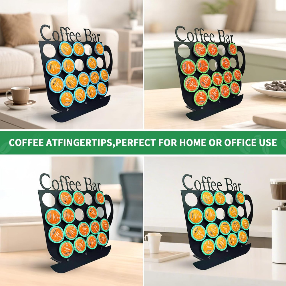 K Cups Holder Coffee Pod Holder Display, Coffee Bar Design Metal Stand, 19 Pods,