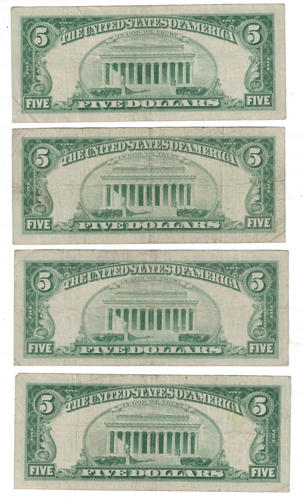 1963 $5 FIVE DOLLARS RED SEAL FR-1536