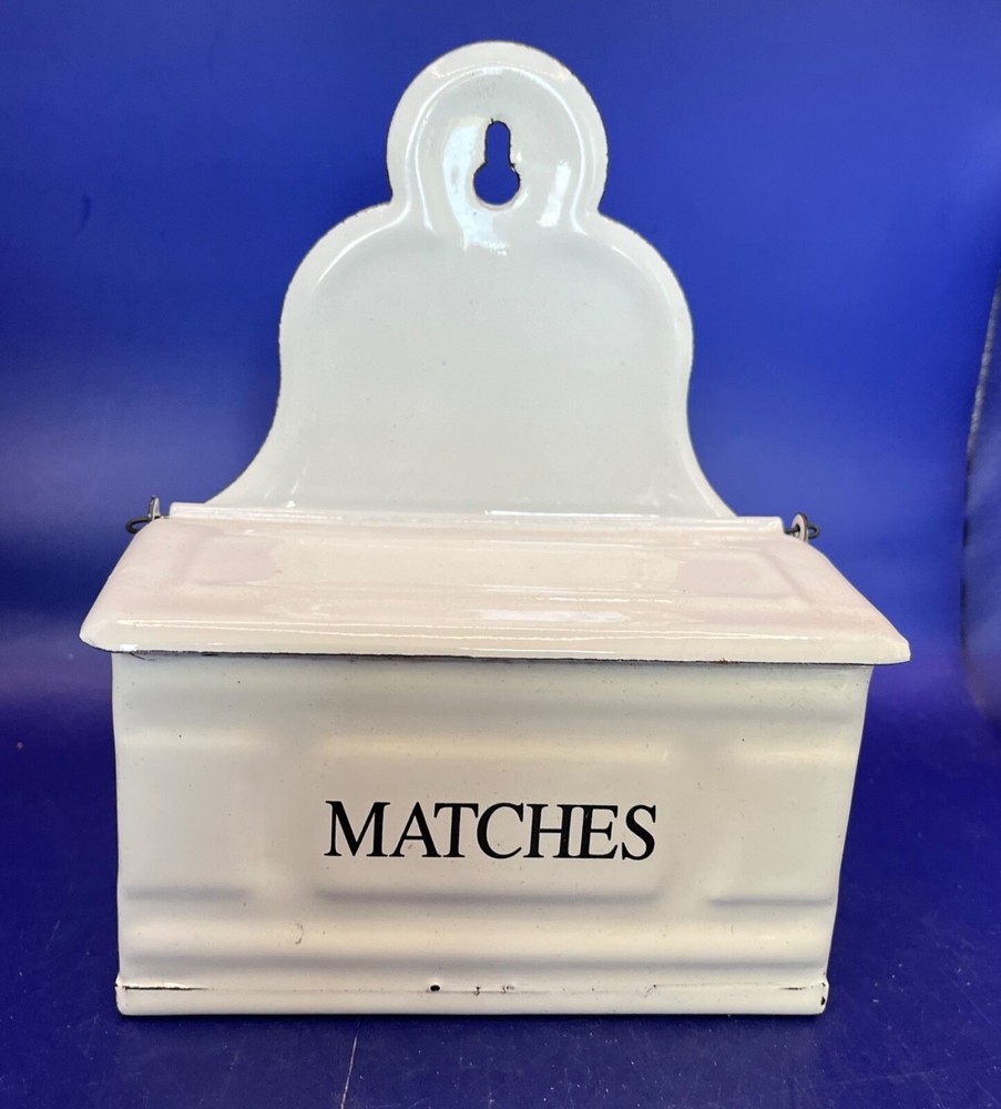 Antique White Enamel Matches Box