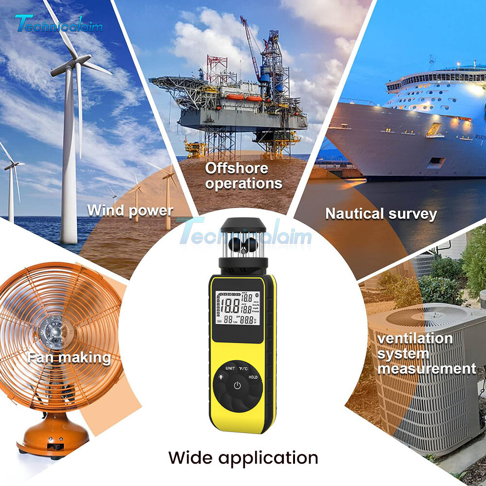 HP-881M Handheld Mini Anemometer 360 Degree Rotation Backlight Dual Temperature-
