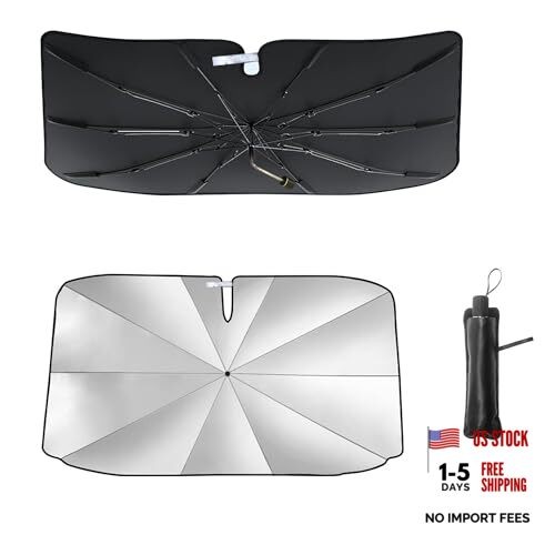 Windshield Sun Shade Umbrella, Portable Foldable, Spring Structure Wind