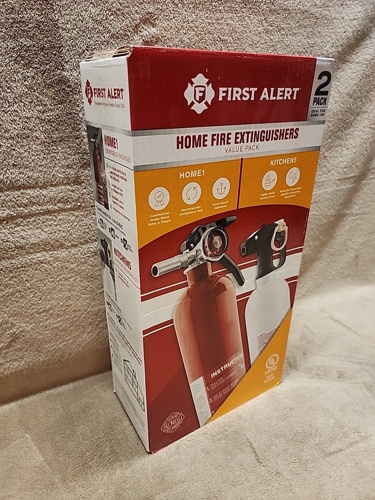 2 Pack First Alert home fire extinguishers. 1 Home / 1 Kitchen