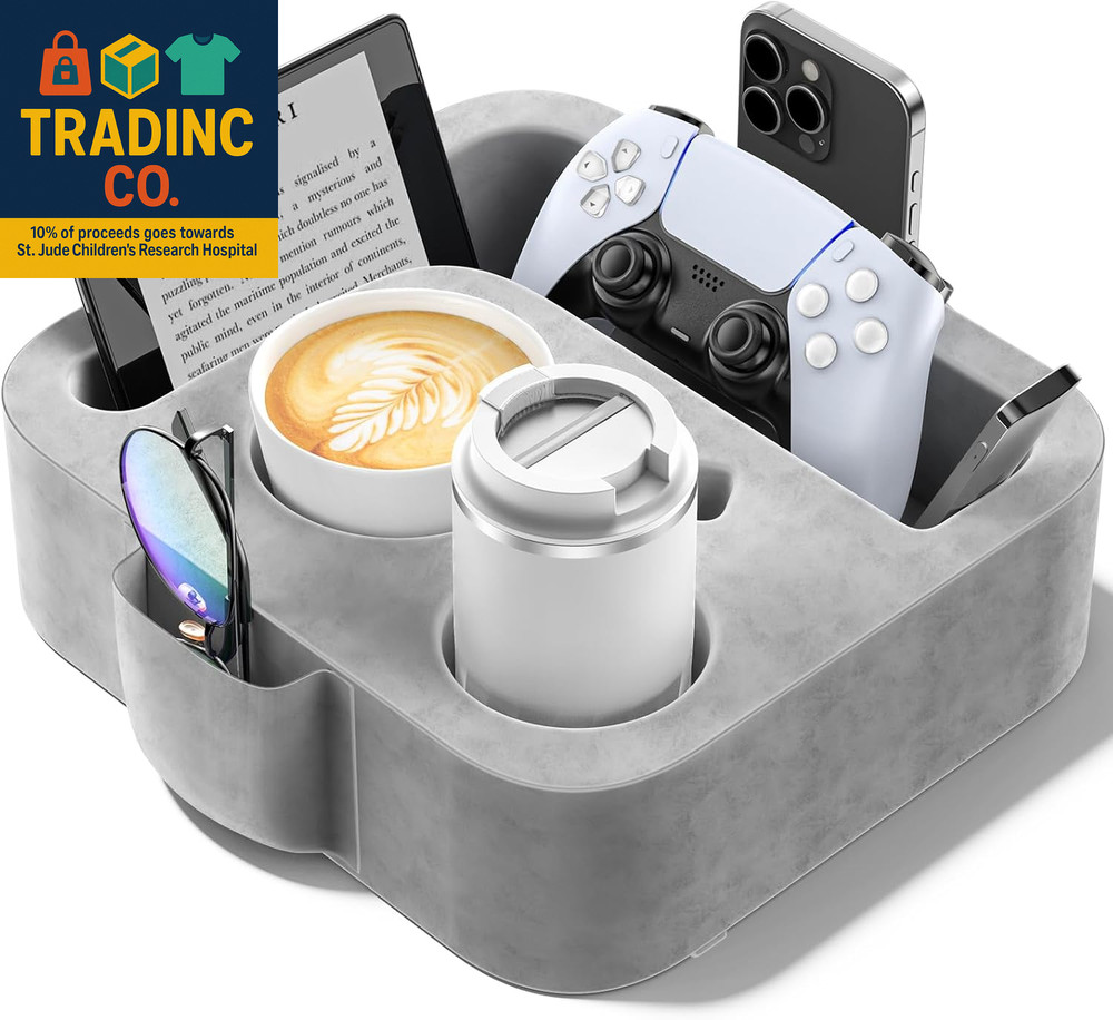 Couch Cup Holder Pillow, Sofa and Bed Caddy for Ipad, Kindle, Switch, Game Contr