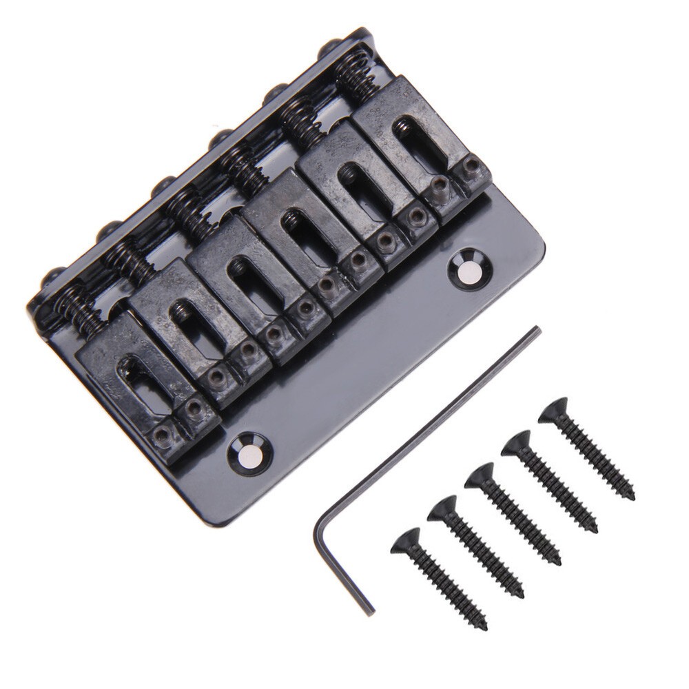 6 String 65MM Metal Fixed Hardtail Saddle Bridge Top Load Guitar Tailpiece BK