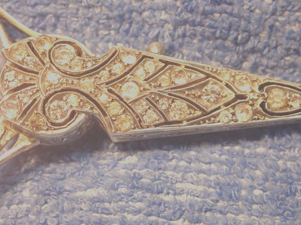 ART DECO SILVER COVERED SNAP OUT LORGNETTE WITH RHINESTONES! FROM GERMANY!