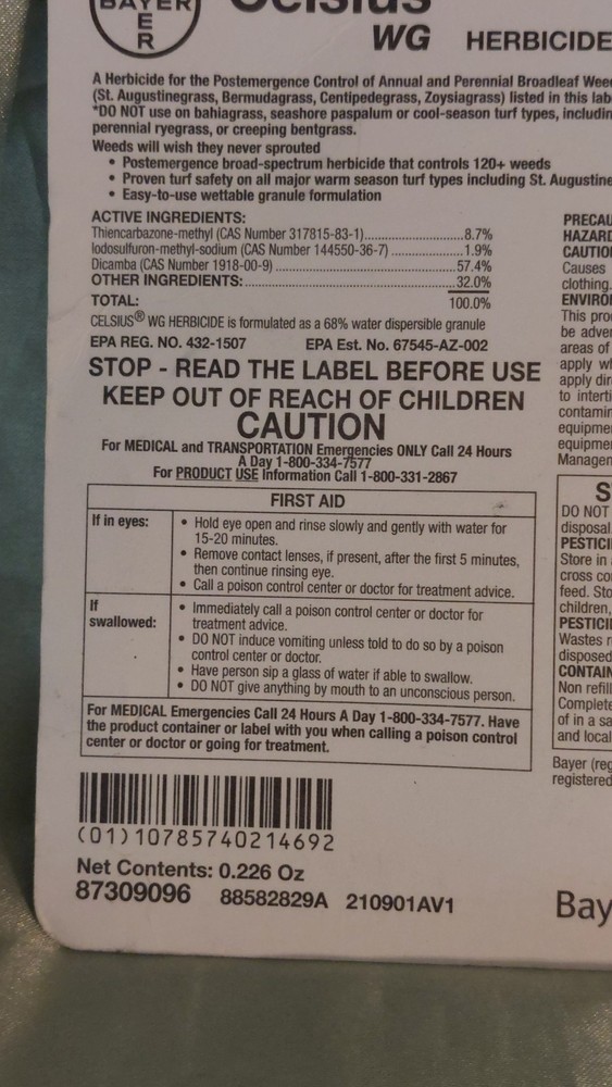 Celsius Herbicide - Single dose 0.226 oz Easy Mix Packet - Post Emergent