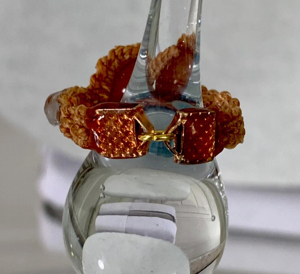 Handcrafted Tan Macramé Ring with Red Agate Stone Bead, Clamp Closure, Jump Ring
