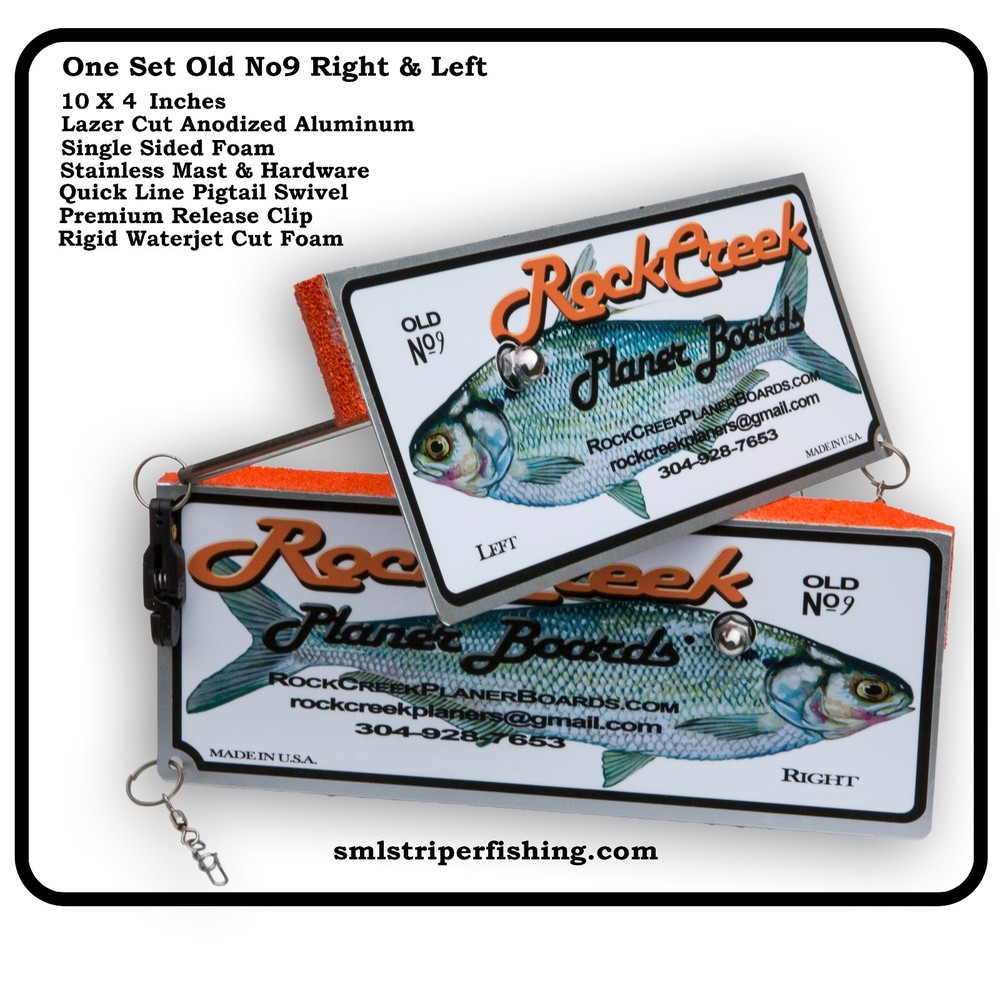 ROCK CREEK PLANER BOARDS RIGHT & LEFT WALLEYE STRIPER OFFSHORE RELEASE