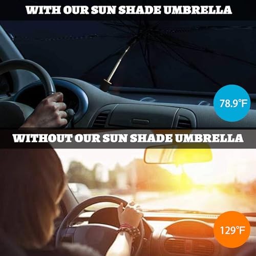 Windshield Sun Shade Umbrella, Portable Foldable, Spring Structure Wind