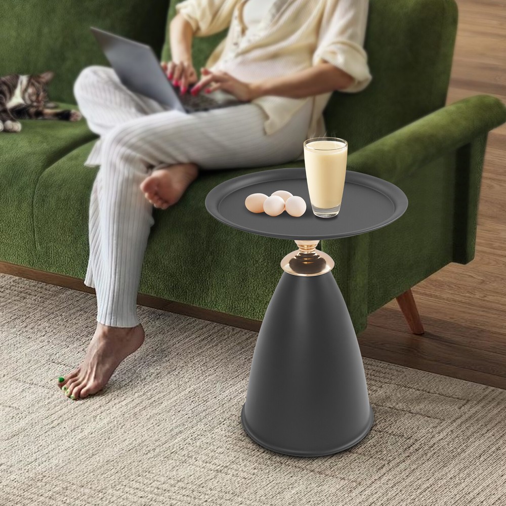 Small Round Side Table, Iron Side Table for Small Spaces, Modern Couch End Table