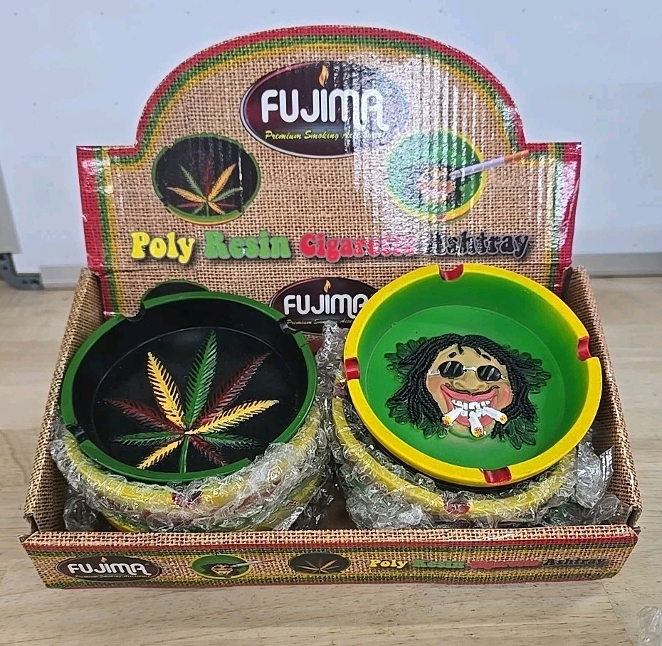 FUJIMA POLY RESIN CIGARETTE ASHTRAY- 6 pack, includes 2 designs