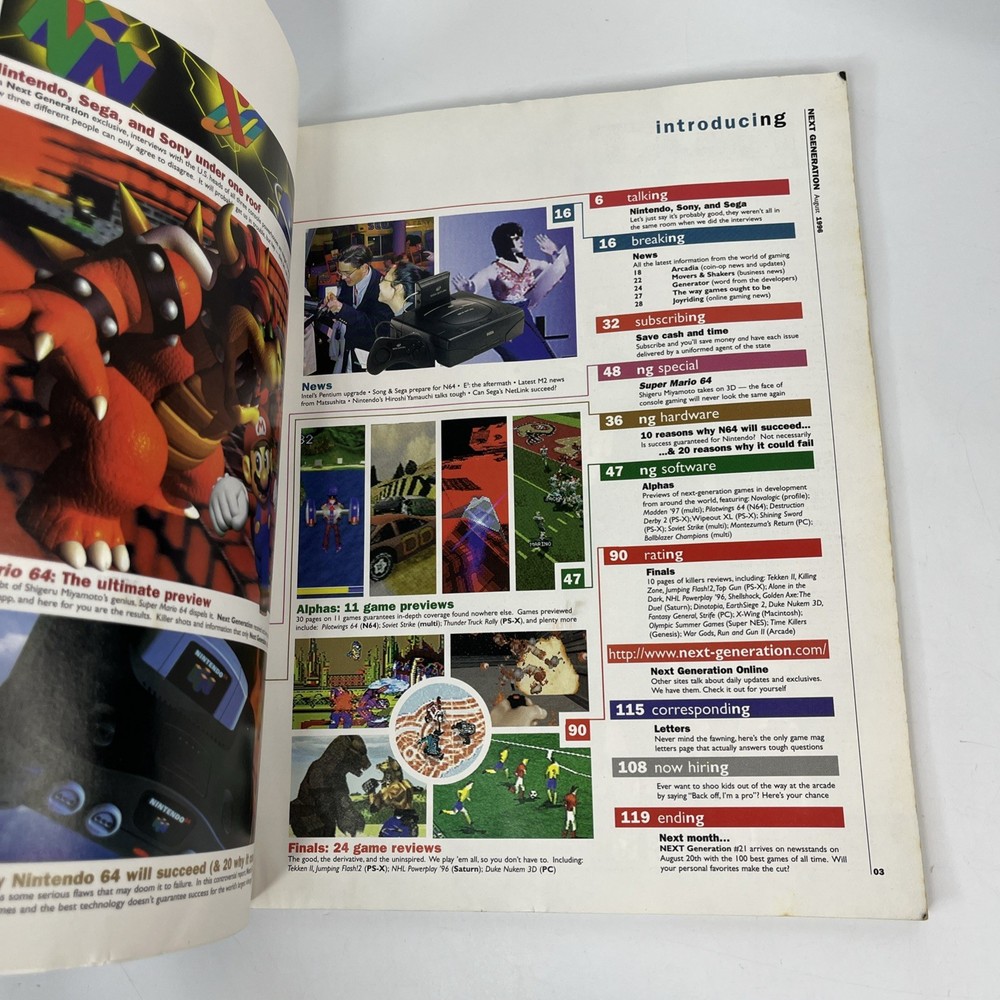 NEXT GENERATION MAGAZINE AUGUST 1996 VOLUME 2 ISSUE 20 Mario Cover