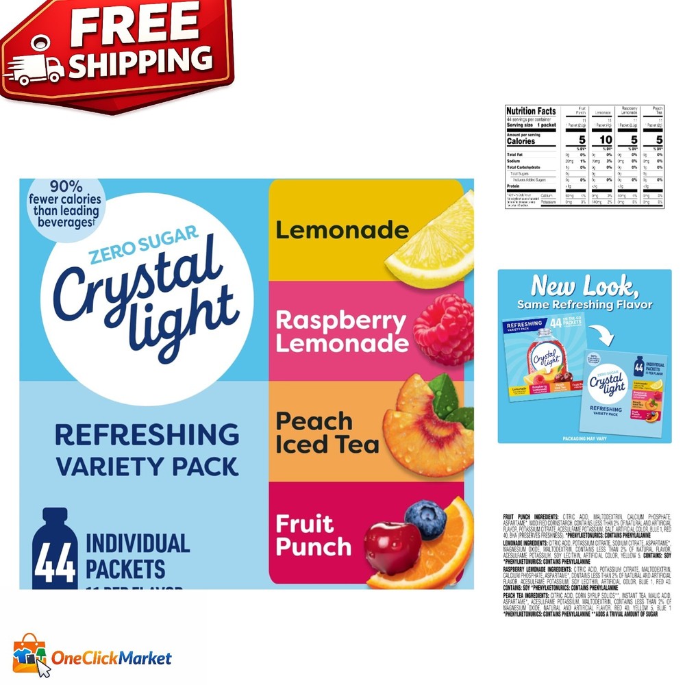 Refreshing Drink Mix Variety Pack – 44 Zero Sugar Packets for Anytime Hydration