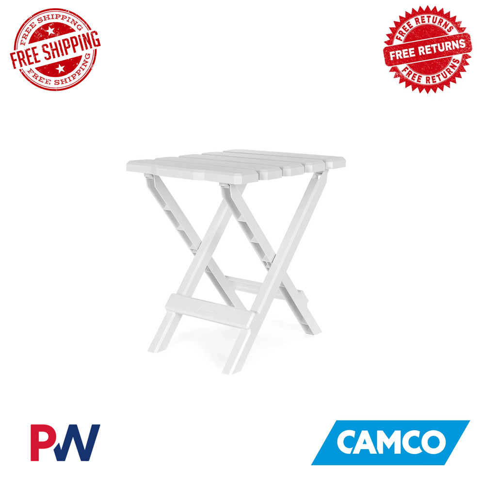 Camco Table Adirondack Style Quick-Folding Plastic SM White E/F 51685
