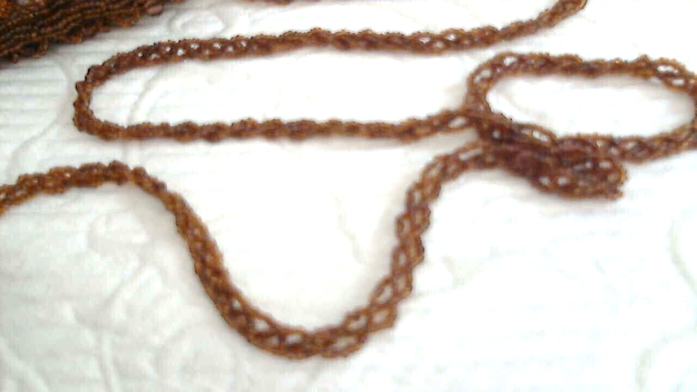 Small Copper Sequin/Bead Coin Purse 23" Braid Bead Strap 4"x3.5"