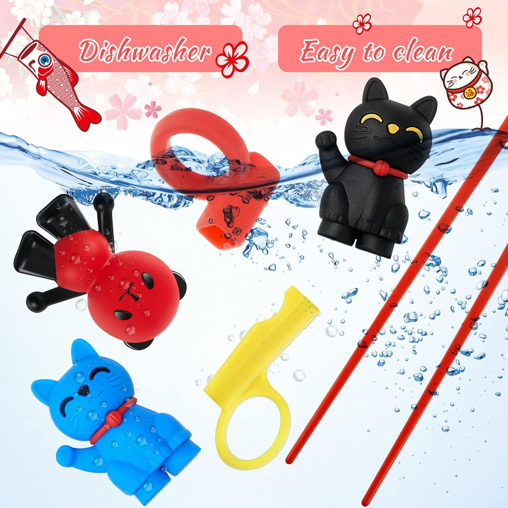 6 Pairs Training Chopsticks for Beginners, Reusable Learning Tableware, Cute Des