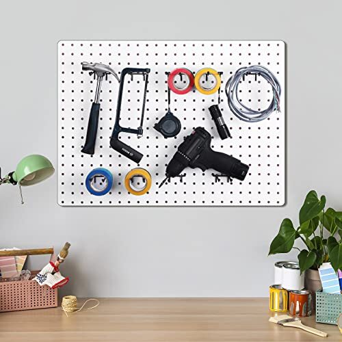 Pegboard Double Arm Peg Straight Hook Garage Storage Wall Organizer Pegboard ...