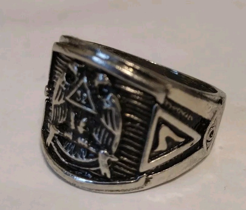 Silver Masonic Ring SIZE 9 Master Mason Scottish Rite 32° Freemason DBL Eagle
