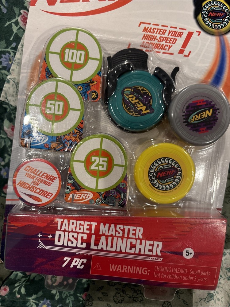 NERF Target Master Disc Launcher with 3 Discs, Launcher, & 3 Targets Hasbro ~NEW