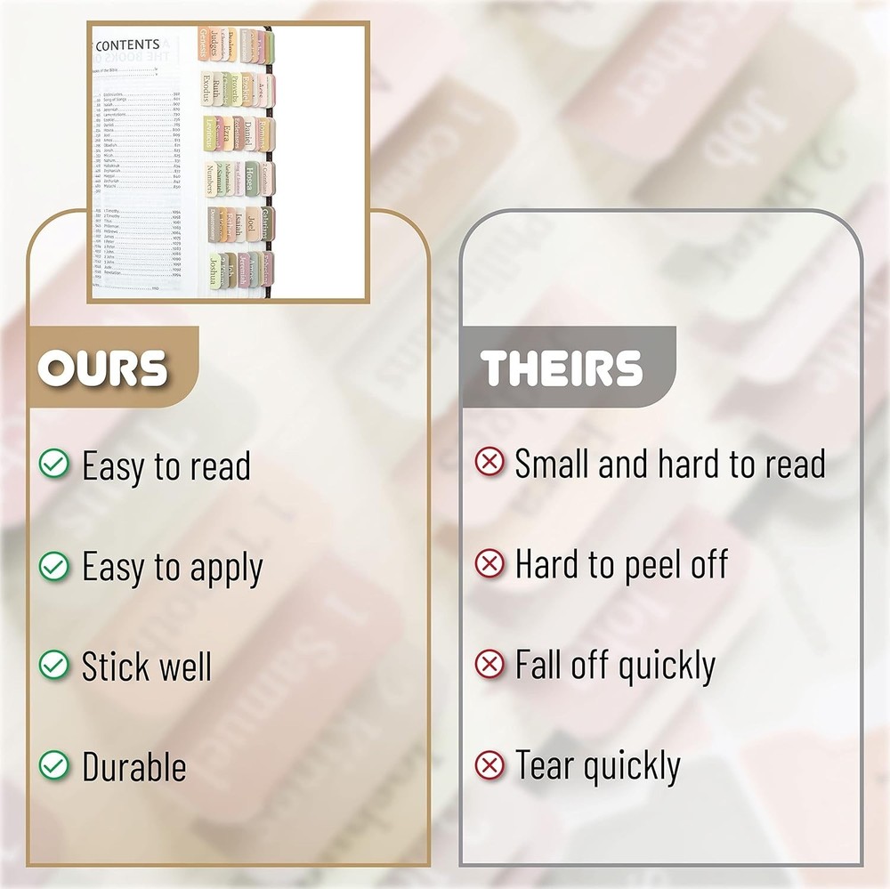 Customizable Boho Bible Tabs - 75 Set with Alignment Guide for Easy Use