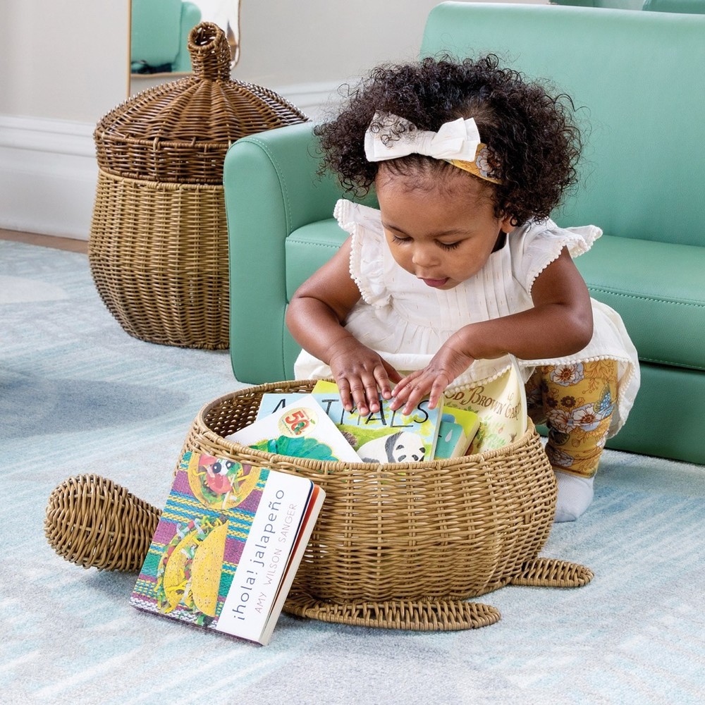 Kaplan Early Learning Turtle Washable Wicker Floor Basket