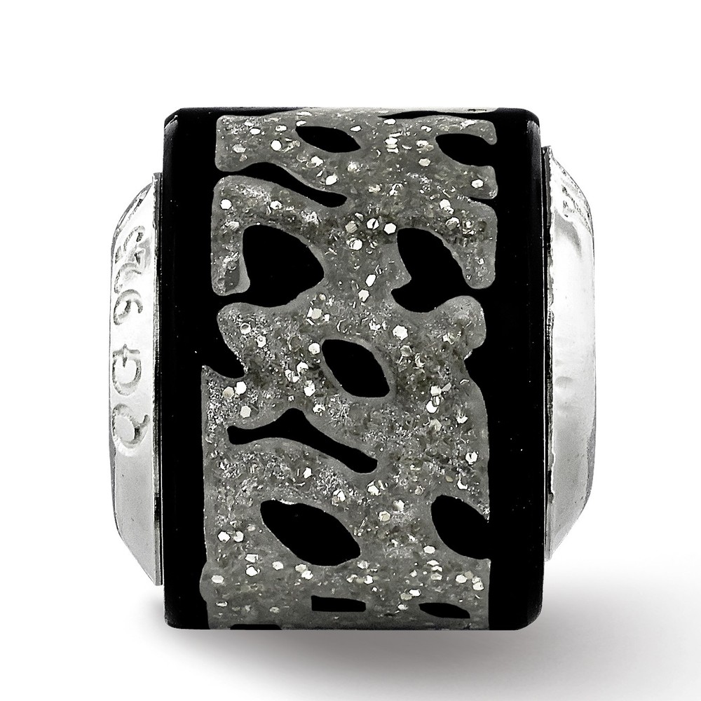 Silver Reflections Black/Silver Glitter Bead QRS3209