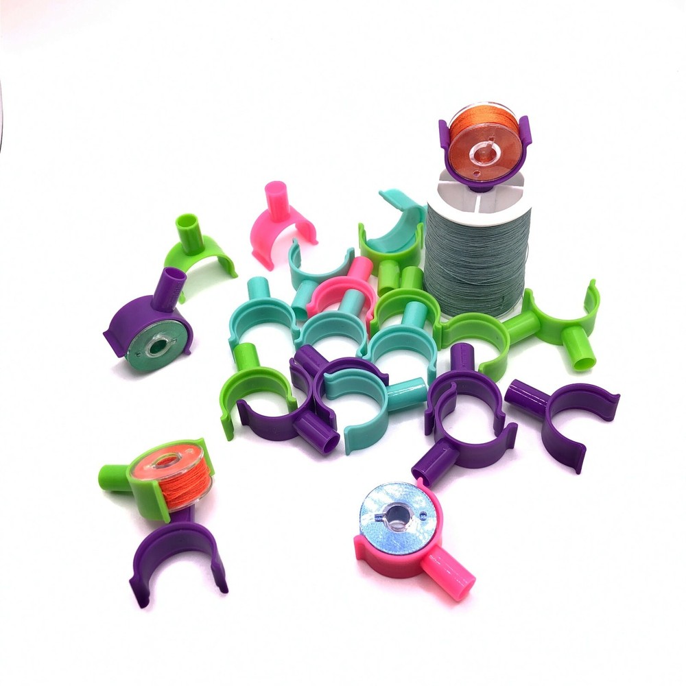 PeavyTailor 60 Pcs (#2) Bobbin Holders Bobbin Clip Spool Hugger with Handle Part