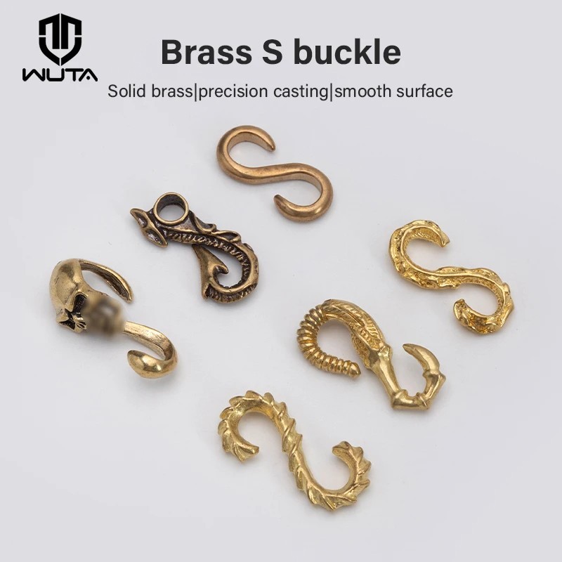 Solid Brass S Shape Hook Key Ring Belt Double head Buckle for Wallet Key Chain