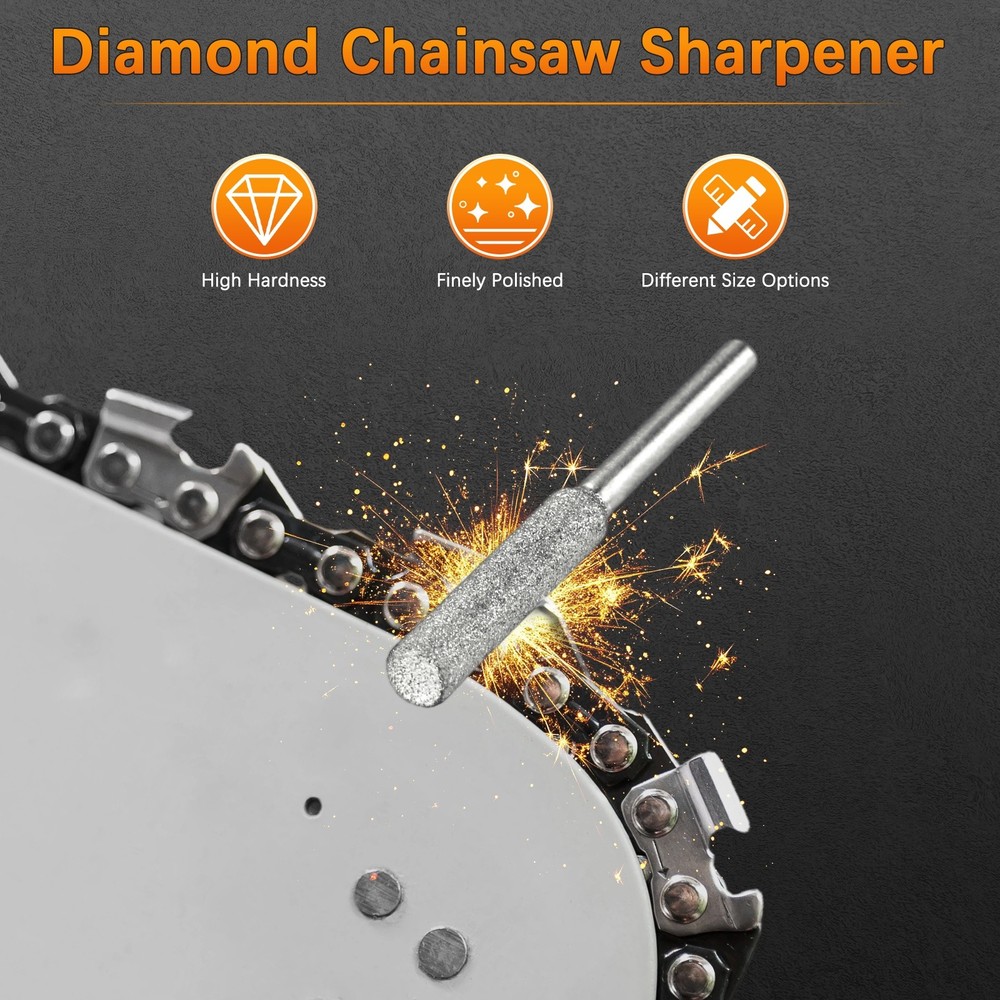 Chainsaw Sharpener with Box [12pcs] - Chainsaw Sharpening - [Silver- 3/16 Inch]