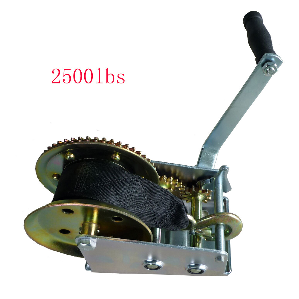 2500lbs 24" Strap Hand Winch Manual Trailer Crank Winch with Hook Boat Pull Tow