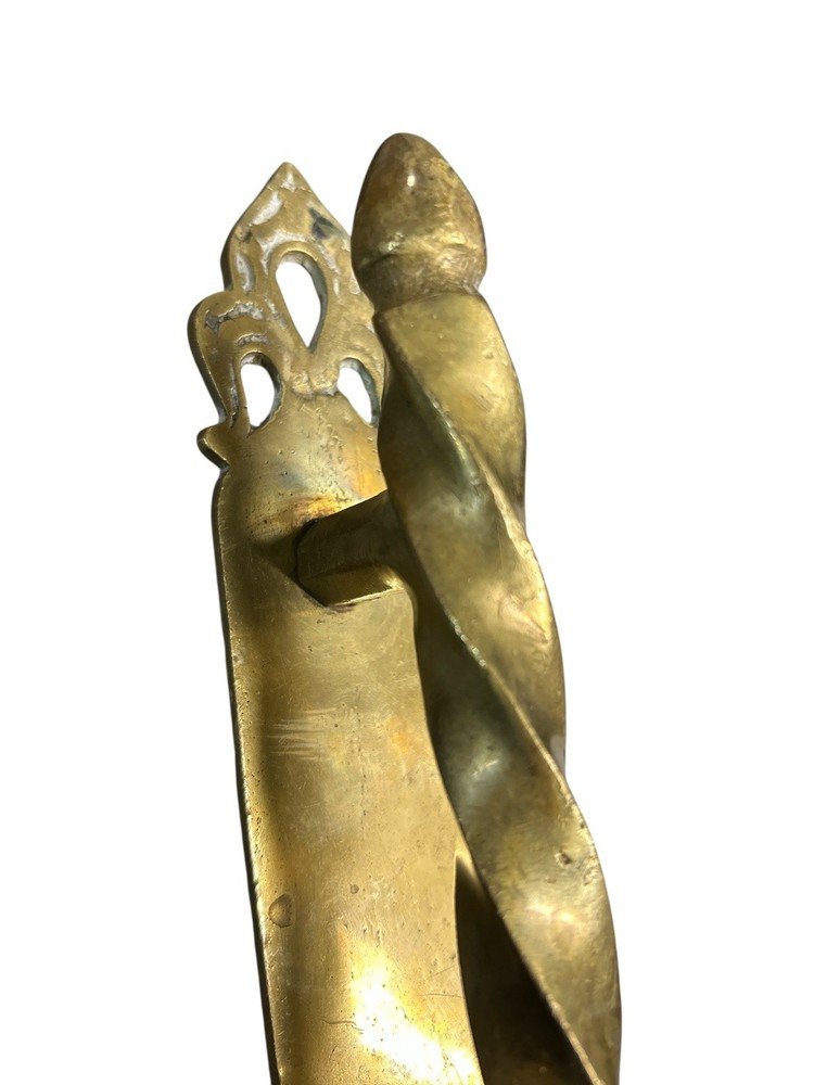 Ornate Solid Brass Door Pull Handle Architectural Salvage Aged Patina MCM