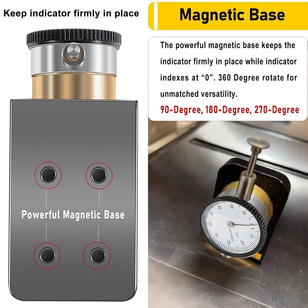 W1218A Dial Indicator 360 Degree Durable Powerful Magnetic Rotacator for Planers