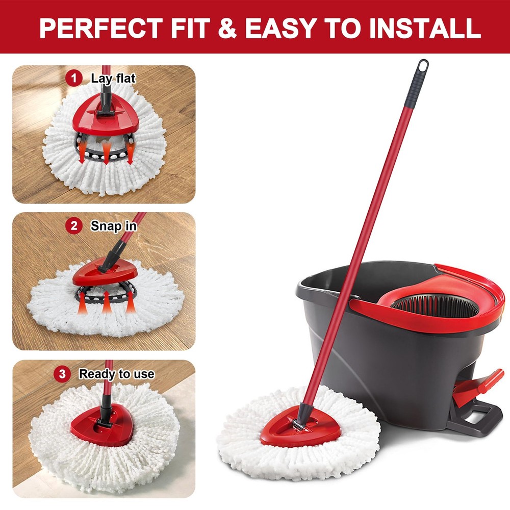 6 Pack Mop Replacement Heads for Spin Mop, Microfiber Spin Mop Refills, Easy ...
