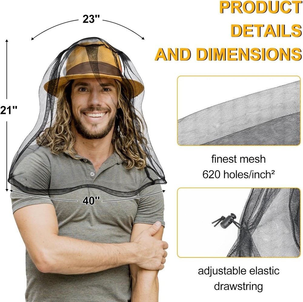 Eco-Friendly Mosquito Head Net - Soft, Lightweight 2 Pack for Optimal Comfort