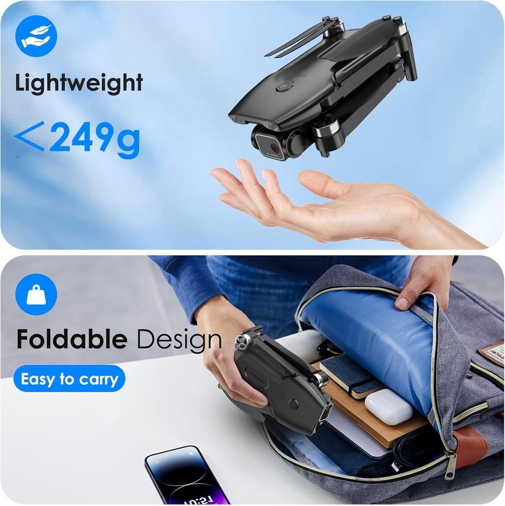 Drone with Camera, 1080P FPV Foldable Brushless Motor, One Key...