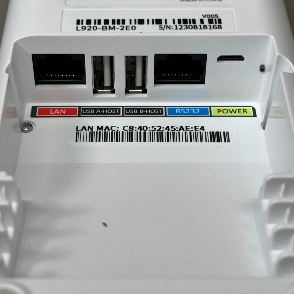 PAX Efficient Charging Dock w/ Ethernet & USB 920 Android Terminal White L920-BM