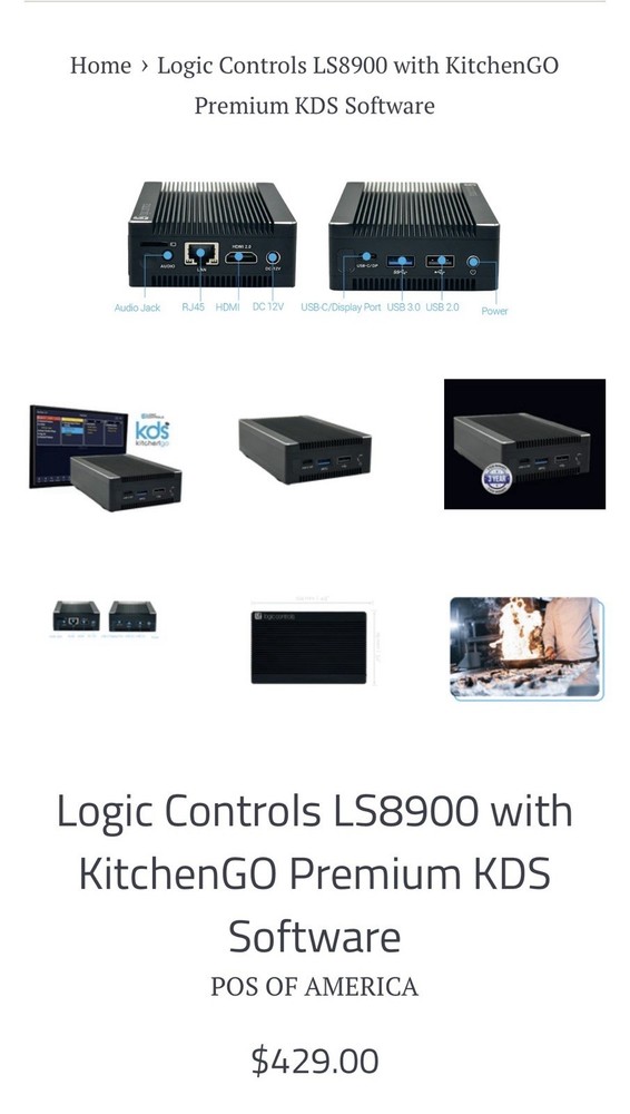 Logic Controls LS8900 with KitchenGO Premium KDS Software
