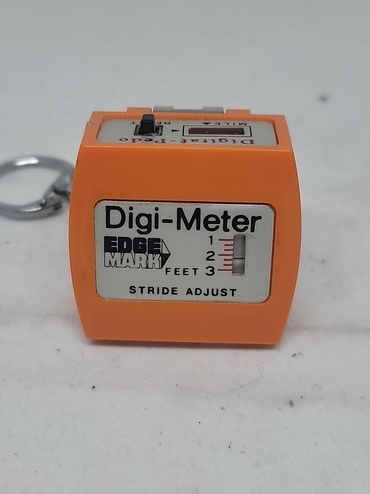 Edge Mark Digi-Meter Orange Plastic Stride Adjust Digital Pedometer Key Chain –